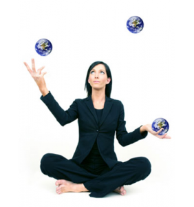 Woman juggling the world