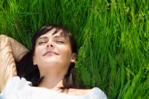Woman resting in the grass